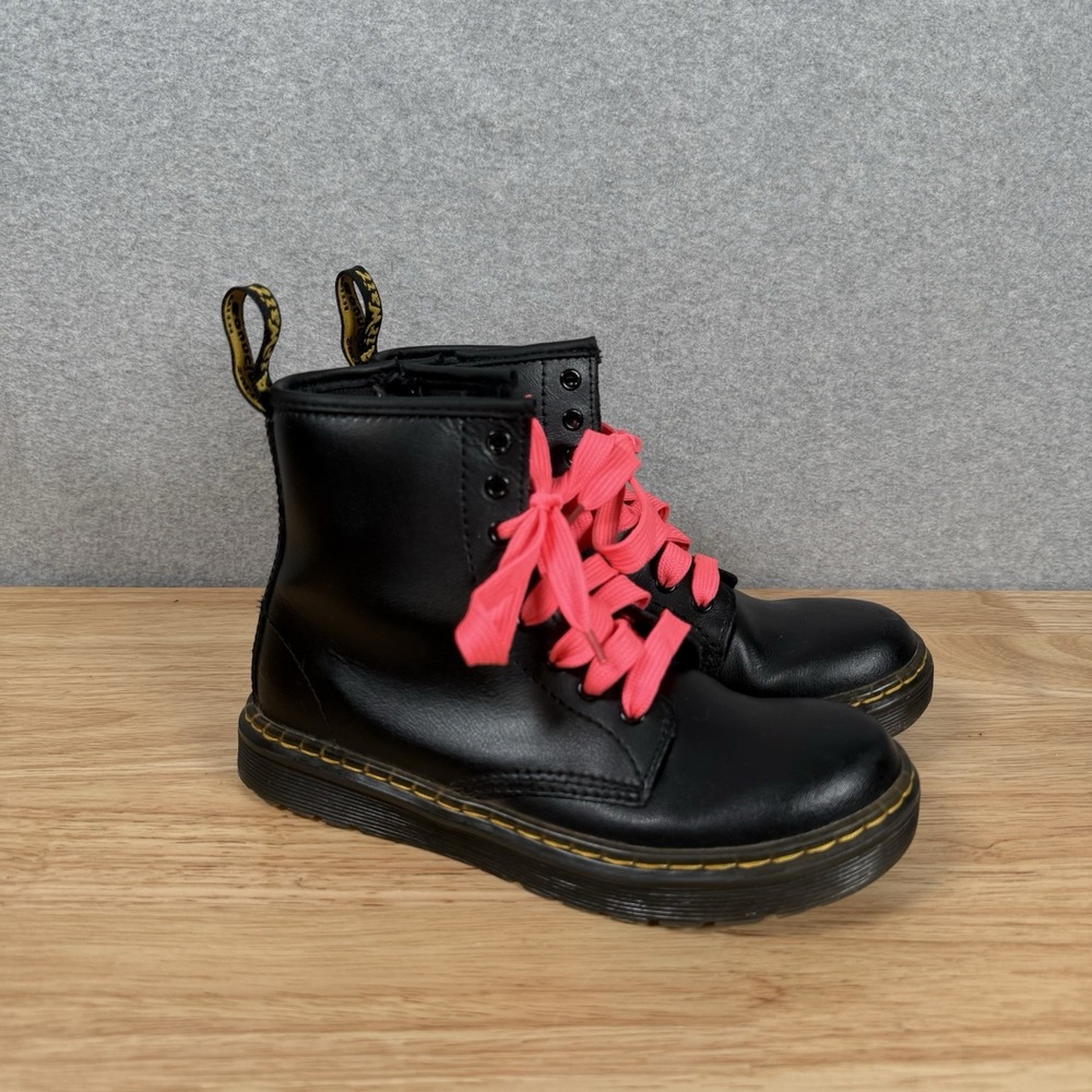 Doc Martin Zavala Junior Boots Youth Size 2 Black Leather Lace And Zip Up Dr